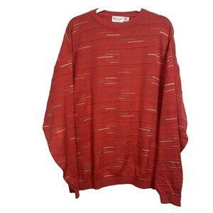 St. Croix Knits Mens Coral Red Textured Pattern Sweater‎ Knit Grandpa XL Long